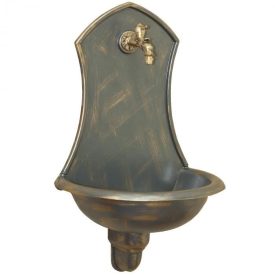   SIENA kerti alumínium öntvény falikút antikolt arany, tömlővéges réz kerti csappal