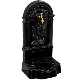   FIRENZE kerti alumínium öntvény álló falikút fekete, tömlővéges réz kerti csappal