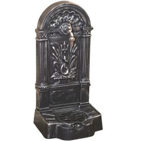   FIRENZE kerti alumínium öntvény álló falikút antikolt ezüst, tömlővéges réz kerti csappal