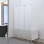 Leziter Nevada 135x140 cm 3 szárnyú kádparaván, mintás akril panel, fehér profil