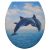 Lecsapódásgátlós duroplast WC ülőke Delfines mintás, rozsdamentes fémzsanérral