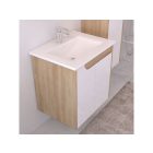 Piramida EURIDIKA fali fürdőszobabútor - műmárvány mosdóval -2 ajtós - FEHÉR-TÖLGY - 60 x 46 x 62 cm