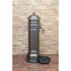 PISA kerti alumínium öntvény állókút kalapácslakk ezüst, külső menetes réz kerti csappal