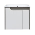 Piramida EURIDIKA fali fürdőszobabútor - műmárvány mosdóval -2 ajtós - FEHÉR-SZÜRKE - 65 x 48 x 62 cm