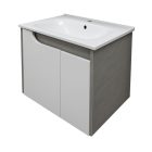 Piramida EURIDIKA fali fürdőszobabútor - műmárvány mosdóval -2 ajtós - FEHÉR-SZÜRKE - 65 x 48 x 62 cm