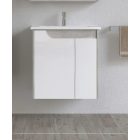 Piramida EURIDIKA fali fürdőszobabútor - műmárvány mosdóval -2 ajtós - FEHÉR-SZÜRKE - 65 x 48 x 62 cm