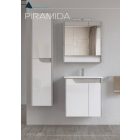 Piramida EURIDIKA fali fürdőszobabútor - műmárvány mosdóval -2 ajtós - FEHÉR-SZÜRKE - 65 x 48 x 62 cm