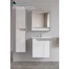 Piramida EURIDIKA fali fürdőszobabútor - műmárvány mosdóval -2 ajtós - FEHÉR-SZÜRKE - 65 x 48 x 62 cm