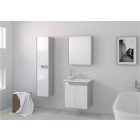 Piramida EURIDIKA fali fürdőszobabútor - műmárvány mosdóval -2 ajtós - FEHÉR-SZÜRKE - 65 x 48 x 62 cm