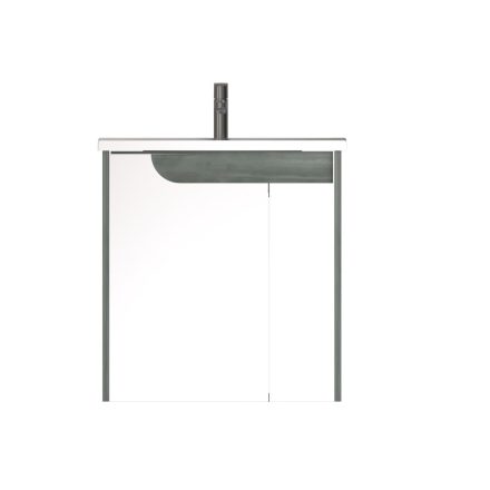 Piramida EURIDIKA fali fürdőszobabútor - műmárvány mosdóval -2 ajtós - FEHÉR-SÖTÉT - 65 x 48 x 62 cm