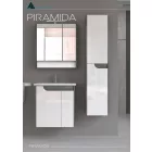 Piramida EURIDIKA fali fürdőszobabútor - műmárvány mosdóval -2 ajtós - FEHÉR-SÖTÉT - 65 x 48 x 62 cm