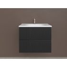 Piramida EURIDIKA fali fürdőszobabútor - műmárvány mosdóval -2 fiókos - PINO FEKETE - 65 x 48 x 53 c