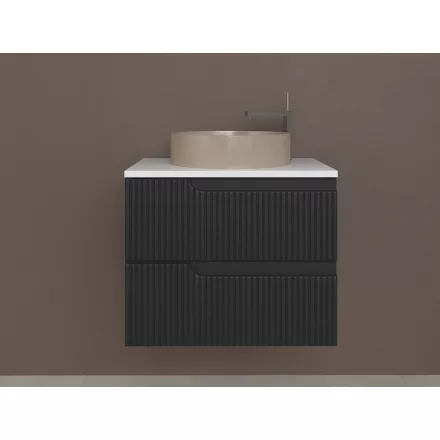 Piramida EURIDIKA fali fürdőszobabútor - mosdópult mosdó nélkül -2 fiókos - PINO FEKETE - 65 x 48 x 53 cm