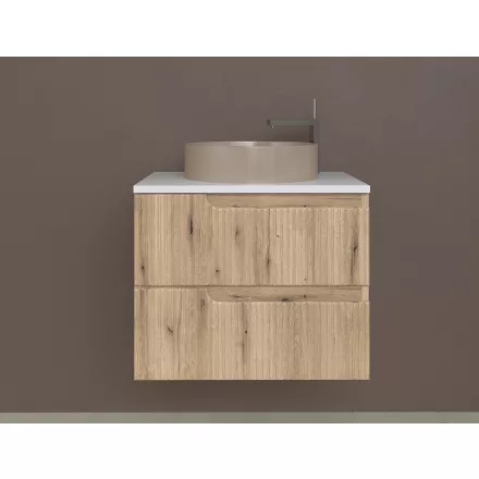 Piramida EURIDIKA fali fürdőszobabútor - mosdópult mosdó nélkül -2 fiókos - PINO TÖLGY -65x48x53 cm