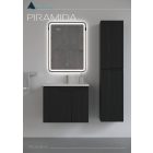 Piramida EURIDIKA fali fürdőszobabútor - műmárvány mosdóval -2 ajtós - PINO FEKETE - 65 x 48 x 53 cm