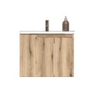 Piramida EURIDIKA fali fürdőszobabútor - műmárvány mosdóval -2 ajtós - PINO TÖLGY - 65 x 48 x 53 cm