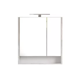   Piramida AKVA Tükrös fürdőszobai szekrény - 2 ajtós kivitel - LED világítással - FEHÉR-SZÜRKE - 65 x 69 x 15 cm