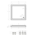 Favorit ULTRA SLIM zuhanytálca szögletes, Zuhanyszifonnal 80 x 80 cm