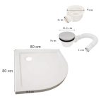 Stuxi Delhi Black 80x80 cm íves két tolóajtós zuhanykabin zuhanytálcával és króm szifonnal, fekete elemekkel, 190 cm magas