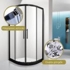 Stuxi Delhi Black 80x80 cm íves két tolóajtós zuhanykabin zuhanytálcával és króm szifonnal, fekete elemekkel, 190 cm magas