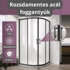 Stuxi Delhi Black 80x80 cm íves két tolóajtós zuhanykabin zuhanytálcával és króm szifonnal, fekete elemekkel, 190 cm magas