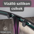 Stuxi Delhi Black 80x80 cm íves két tolóajtós zuhanykabin zuhanytálcával és króm szifonnal, fekete elemekkel, 190 cm magas