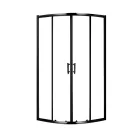 Stuxi Delhi Black 80x80 cm íves két tolóajtós zuhanykabin 6 mm vízlepergető biztonsági üveggel, fekete elemekkel, 190 cm magas