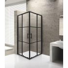 Stuxi Delhi Black X 80x80 cm szögletes két tolóajtós zuhanykabin 6 mm vízlepergető biztonsági üveggel, fekete keretes, 190 cm magas