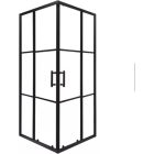 Stuxi Delhi Black X 80x80 cm szögletes két tolóajtós zuhanykabin 6 mm vízlepergető biztonsági üveggel, fekete keretes, 190 cm magas