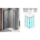 Stuxi Delhi Black X 80x80 cm szögletes két tolóajtós zuhanykabin 6 mm vízlepergető biztonsági üveggel, fekete keretes, 190 cm magas