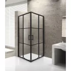 Stuxi Delhi Black X 90x90 cm szögletes két tolóajtós zuhanykabin 6 mm vízlepergető biztonsági üveggel, fekete keretes, 190 cm magas