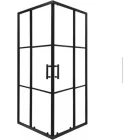 Stuxi Delhi Black X 90x90 cm szögletes két tolóajtós zuhanykabin 6 mm vízlepergető biztonsági üveggel, fekete keretes, 190 cm magas