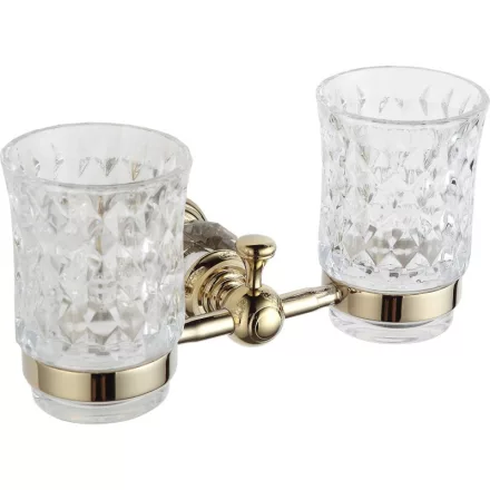 Mexen Estela kétpoharas fali fogkefetartó, arany