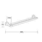 Mexen Tiber dupla törölközőtartó rúd 58,5 cm, fekete