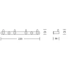 Mexen négyágú törölközőakasztó-sor, 22 cm, 3,8 cm faltávolság, arany