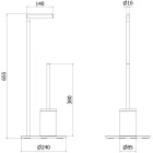 Mexen Loop álló WC kefe WC-papír tartóval, szálcsiszolt grafit