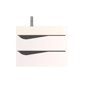   Piramida EURIDIKA fali fürdőszobabútor - műmárvány mosdóval -2 fiókos - ALPINFEHÉR-FEKETE - 70 x 41 x 56 cm