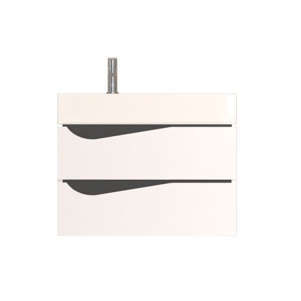 Piramida EURIDIKA fali fürdőszobabútor - műmárvány mosdóval -2 fiókos - ALPINFEHÉR-FEKETE - 70 x 41 x 56 cm