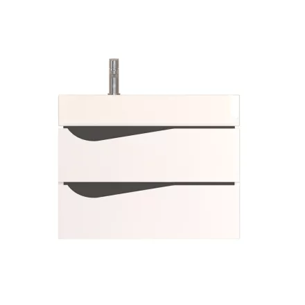 Piramida EURIDIKA fali fürdőszobabútor - műmárvány mosdóval -2 fiókos - ALPINFEHÉR-FEKETE - 70 x 41 x 56 cm