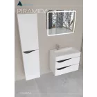 Piramida EURIDIKA fali fürdőszobabútor - műmárvány mosdóval -2 fiókos - ALPINFEHÉR-FEKETE - 70 x 41 x 56 cm