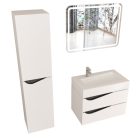 Piramida EURIDIKA fali fürdőszobabútor - műmárvány mosdóval -2 fiókos - ALPINFEHÉR-FEKETE - 70 x 41 x 56 cm