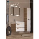 Piramida EURIDIKA fali fürdőszobabútor - műmárvány mosdóval -2 fiókos - ALPINFEHÉR-TÖLGY - 70 x 41 x 56 cm