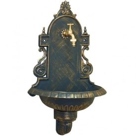   VERONA kerti alumínium öntvény falikút antikolt arany, tömlővéges réz kerti csappal