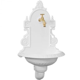   VERONA kerti alumínium öntvény falikút fehér, tömlővéges réz kerti csappal