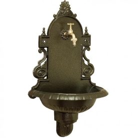   VERONA kerti alumínium öntvény falikút kalapácslakk arany, tömlővéges réz kerti csappal