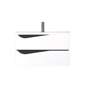   Piramida EURIDIKA fali fürdőszobabútor - műmárvány mosdóval -2 fiókos - ALPINFEHÉR-FEKETE - 75 x 48 x 55 cm