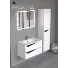 Piramida EURIDIKA fali fürdőszobabútor - műmárvány mosdóval -2 fiókos - ALPINFEHÉR-FEKETE - 75 x 48 x 55 cm