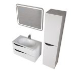 Piramida EURIDIKA fali fürdőszobabútor - műmárvány mosdóval -2 fiókos - ALPINFEHÉR-FEKETE - 75 x 48 x 55 cm