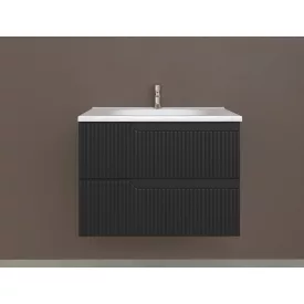   Piramida EURIDIKA fali fürdőszobabútor - műmárvány mosdóval -2 fiókos - PINO FEKETE - 75 x 48 x 53 cm