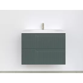   Piramida EURIDIKA fali fürdőszobabútor - műmárvány mosdóval -2 fiókos - PINO ZÖLD - 75 x 48 x 53 cm